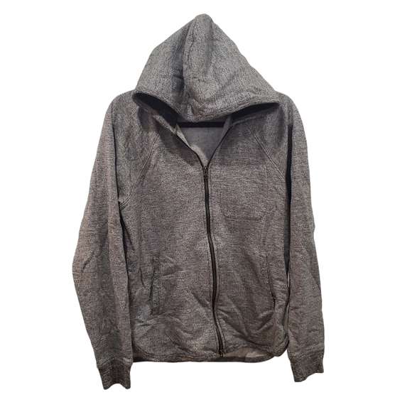 ATM Full Zip Gray and Black Sherpa Fleece Hoodie Sweatshirt Size Medium - Picture 2 of 7